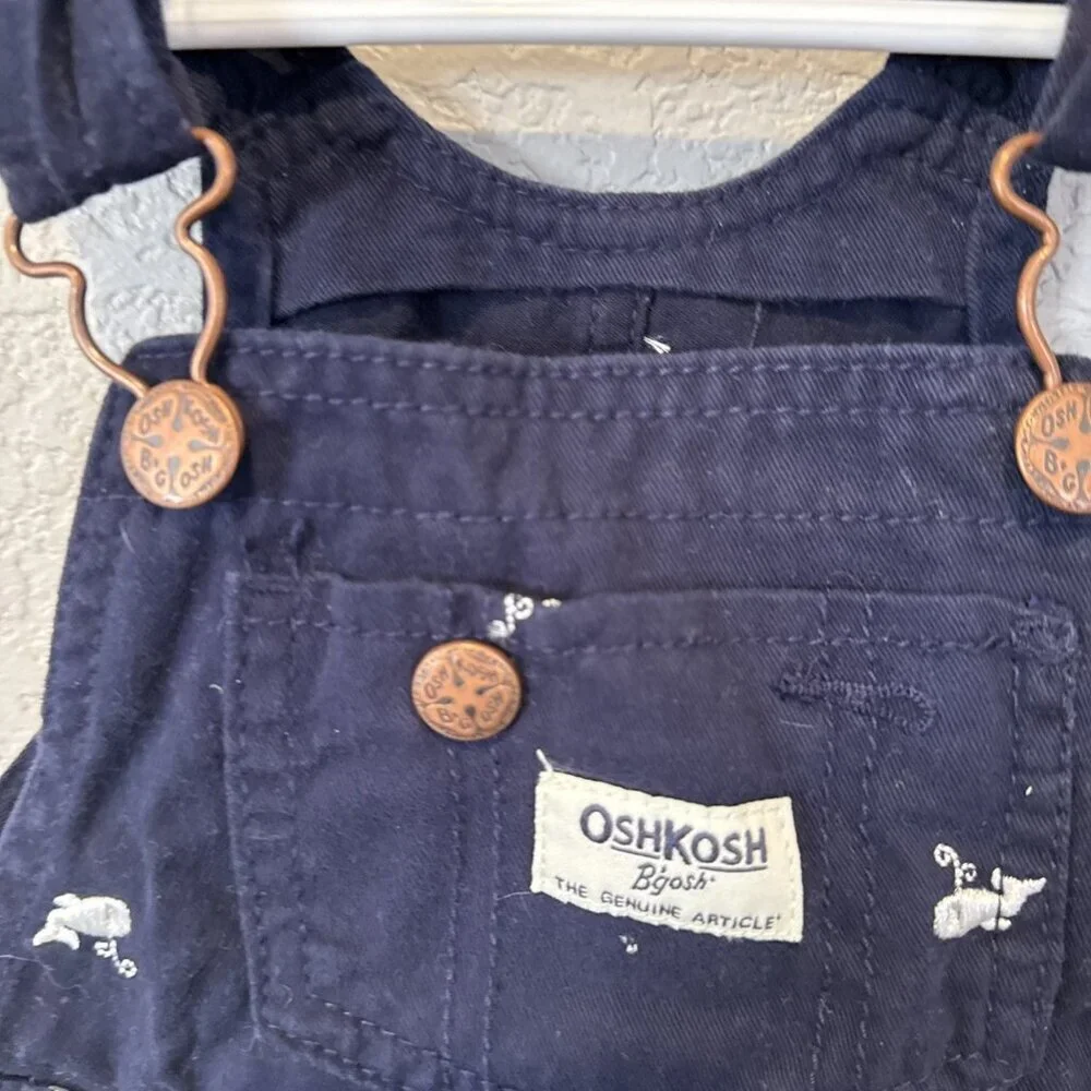 Osh Kosh B'Gosh Overall Dress Size 3T Months Navy Blue White Whales Nautical